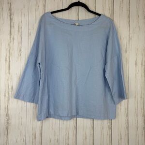Grae Cove 100% linen blue top Large